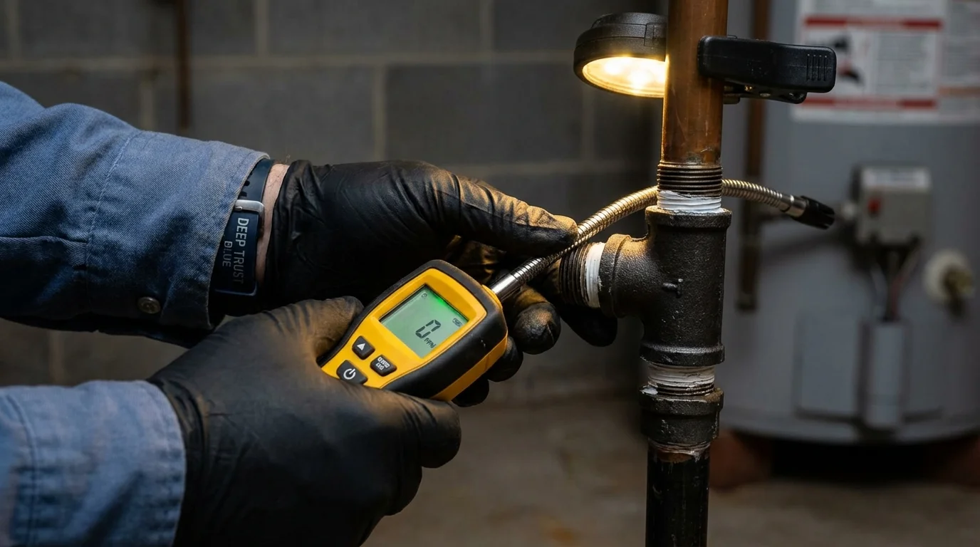 Gas leak detection with electronic sniffer by Johns Plumbing LLC in Yreka